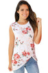 Knot Front Detail White Floral Tank Top